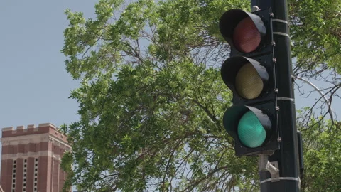 Traffic light changes color Stock Footage 265509185