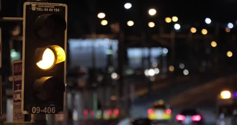 The traffic light changes from green to red. Stock Footage 247504803