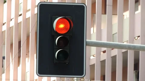 TRAFFIC LIGHT, CHANGES FROM RED TO GREEN Stock Footage 42682634