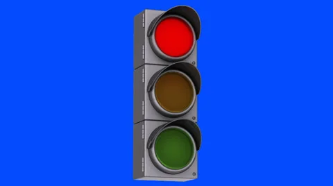 Traffic Light changing colors on a Blue Screen Background Stock Footage 22905568