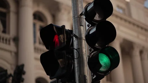 A traffic light changing from green to red. Stock Footage 54263005