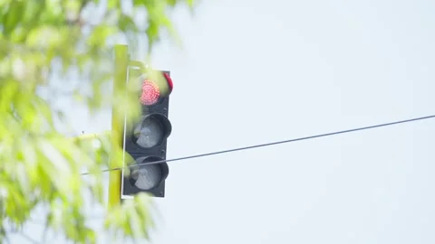 Traffic Light Changing From Red to Green Stock Footage 345618721