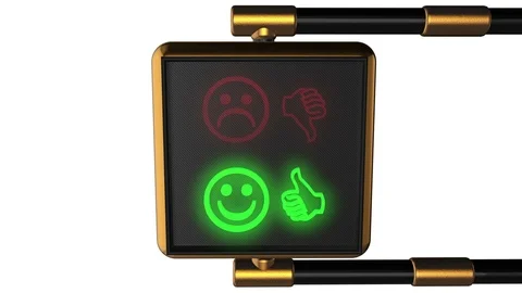 Traffic light changing the symbols Smiley "Like/ Dislike" Stock Footage 77939536