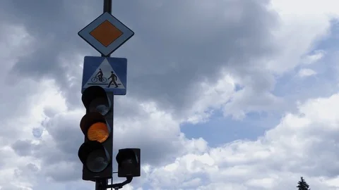 Traffic light in the city Stock Footage 77640768