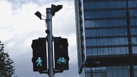 Traffic light in the city Stock Footage 77640774