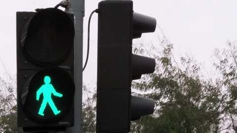 Traffic light in a cloudy day, with 3 pedestrian Stock Footage 251950305