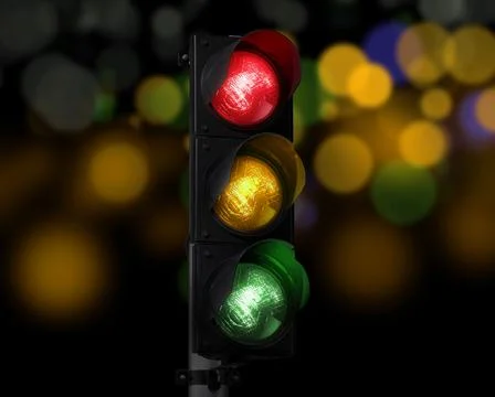 Traffic light on completely. background abstract bokeh lights with soft light Stock Photos