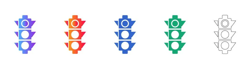 Traffic Light Control Icons Set Ilustração Stock