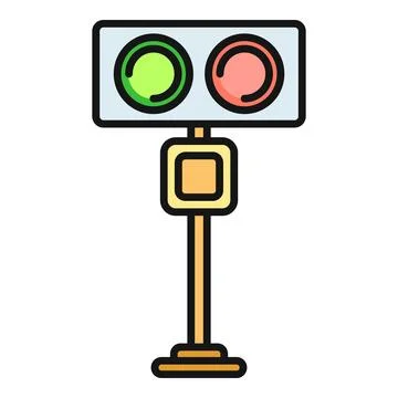 Traffic light controlling movement with green and red signals Stock Illustration