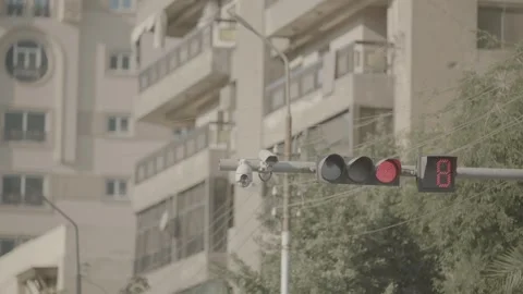 Traffic light count down in red going to green light Stock Footage 310256071