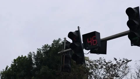 Traffic Light Countdown in Hanoi Stock Footage 295850774