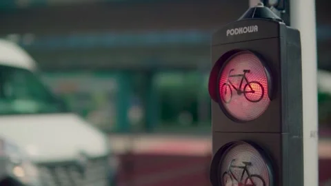 Traffic light for cyclists closeup Stock Footage 156934422