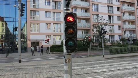 Traffic light for cyclists Stock Footage 89068885