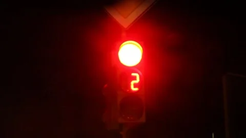 Traffic light in the dark 1 Stock Footage 327867833