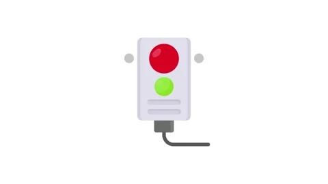 A traffic light displaying a green light above a red button, indicating a s.. Stock Footage 332199311
