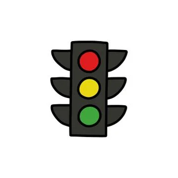 Traffic light doodle icon, vector color illustration Stock Illustration