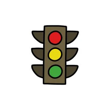 Traffic light doodle icon, vector color illustration Stock Illustration