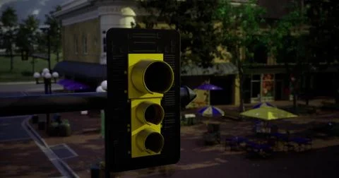 Traffic light during twilight hours in a quiet urban setting Illustrazione stock