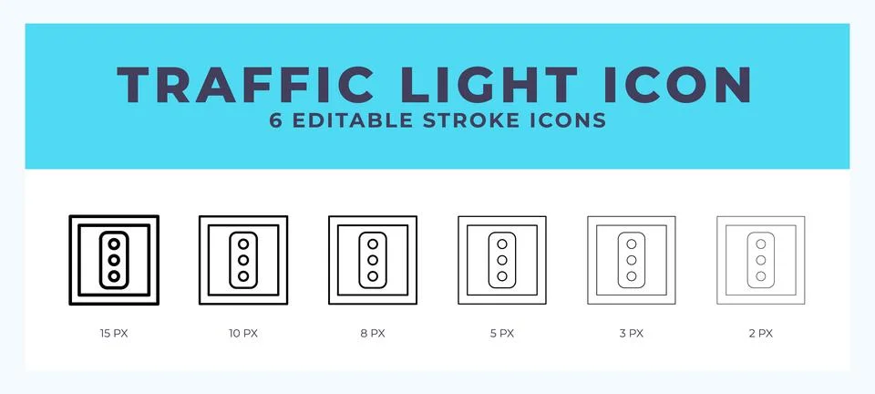 Traffic light editable line icon. Vector illustration with different stroke. Stock Illustration