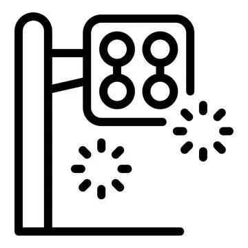 Traffic light flashing showing caution at intersection Ilustração Stock