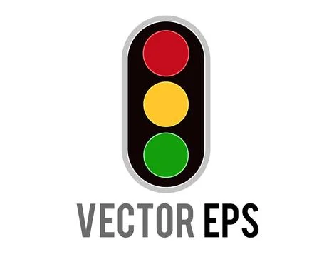Traffic light flat icon with red, yellow, and green signals illuminated Stock Illustration