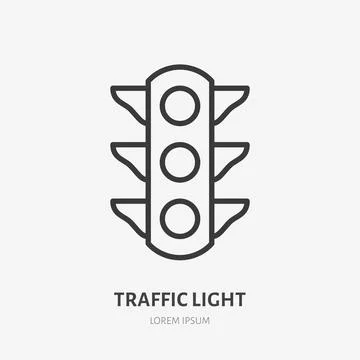 Traffic light flat line icon. Vector outline illustration of simple traficlight Stock Illustration