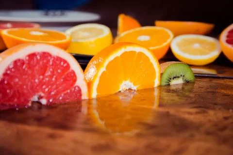 Traffic light fruit, fruit on the table Stock Photos