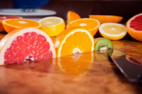 Traffic light fruit, fruit on the table Stock Photos