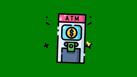 Traffic light green background phone clock top yellow atm screen street green Stock Footage 314063801