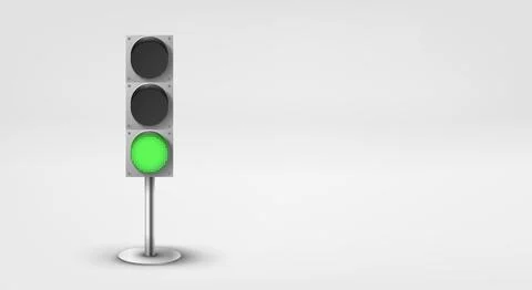 Traffic light with green light. 3d vector banner with copy space Illustrazione stock