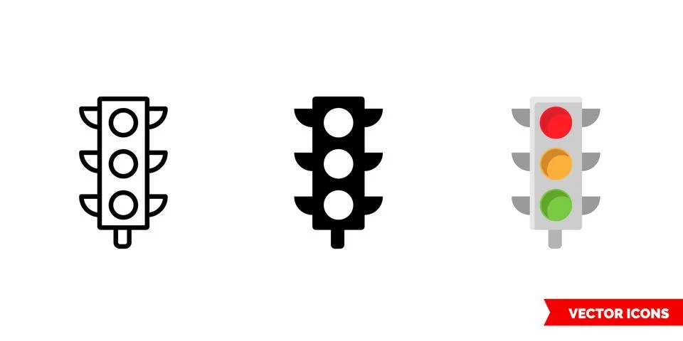 Traffic light icon of 3 types. Isolated vector sign symbol. Stock Illustration