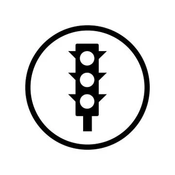 Traffic Light Icon in Circle line - vector iconic design Stock Illustration