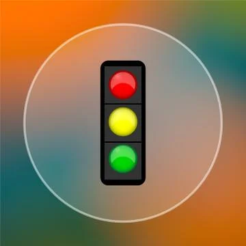 Traffic light icon. Internet button on colored  background.. Stock Illustration
