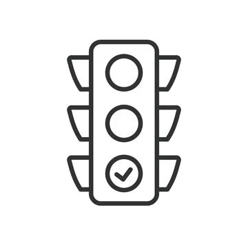 Traffic light icon in line design. traffic, light, signal, stop, road, transport Illustrazione stock