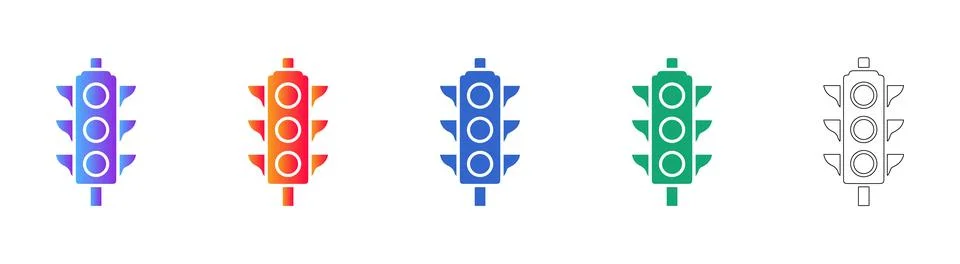 Traffic Light Icon Set for Control and Regulation Stock Illustration