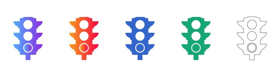 Traffic Light Icons: Control, Direction, and Progress Indicators Set Stock Illustration