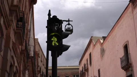 Traffic light intersection cinematic cloudy on the road Video stock 327618873