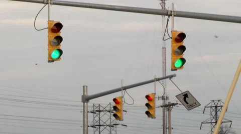 Traffic Light Intersection Close Up Stock Footage 57719198