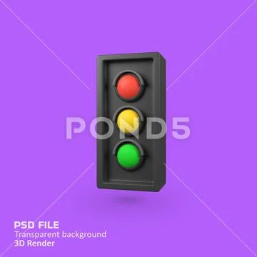 Traffic light isolated 3d render icon illustration PSD Template