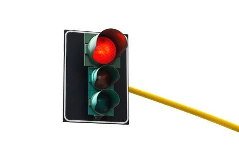 Traffic light isolated on white background is lit red Stock Photos