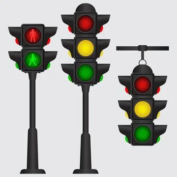 Traffic light on a light gray background Stock Illustration