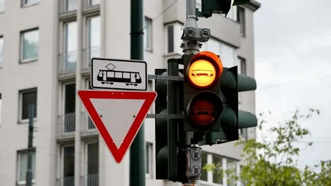 Traffic light of light rail tram. Stock Footage 139845069