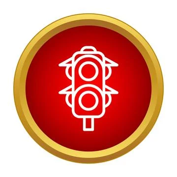Traffic light line icon in red button Ilustración de archivo