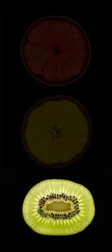 Traffic light made of fruit Stock Photos