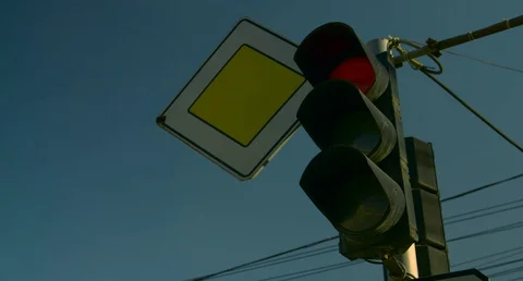 Traffic light ,main road. the movement of cars in the big city Stock Footage 73382906