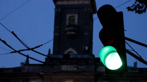 Traffic light in the morning Stock Footage 40433686