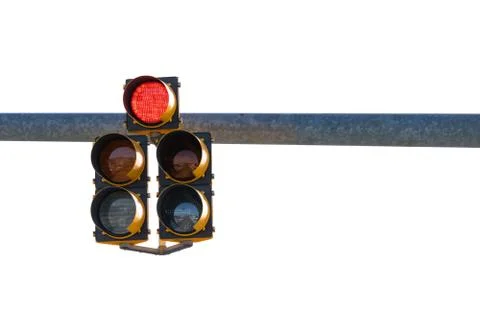 Traffic Light Mounted on Pole Arm Light Showing Red Stock Photos