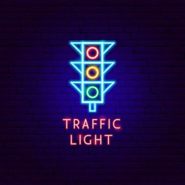 Traffic Light Neon Label Illustrazione stock