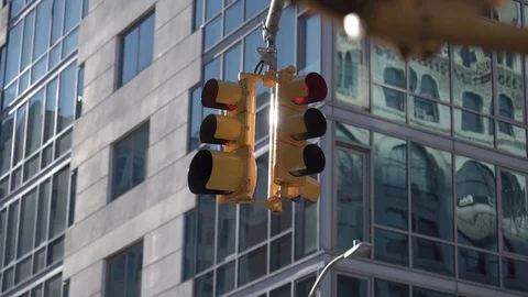 Traffic light in New York Stock Footage 128721077