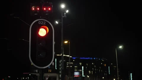 Traffic Light Night Cityscape Stock Footage 281519886